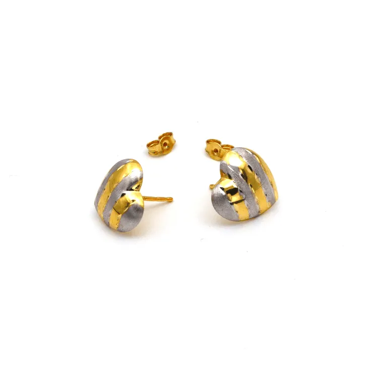 Real Gold Small 2 Color Heart Earring Set 0090/2 E1500