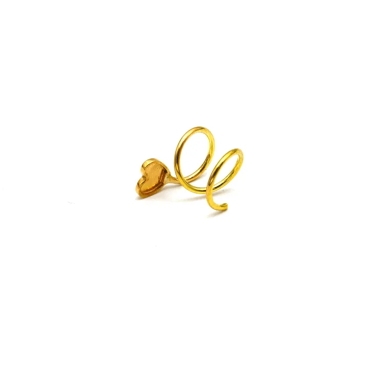 Real Gold Spiral Heart Ear Piercing H 0407-1 E1820