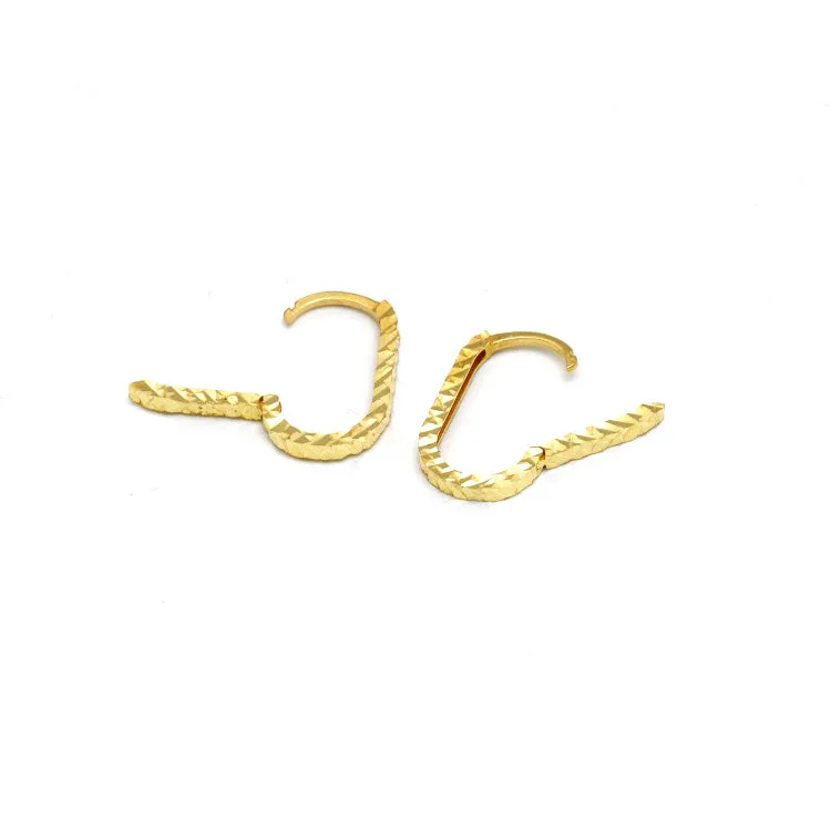 Real Gold Textured Paper Clip Earrings Set - Model 0507-3 E1952