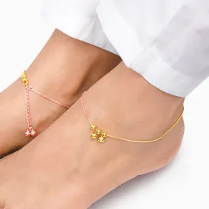 Rose Gold And Golden Dual Tone Glimmering Ties Anklet