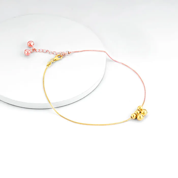 Rose Gold And Golden Dual Tone Glimmering Ties Anklet