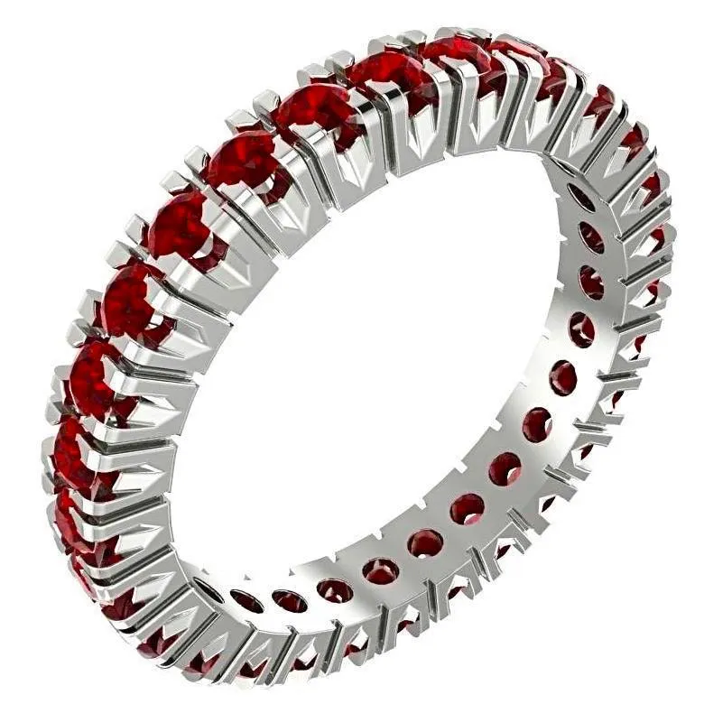 Ruby Gemstone Eternity Ring 14K White Gold