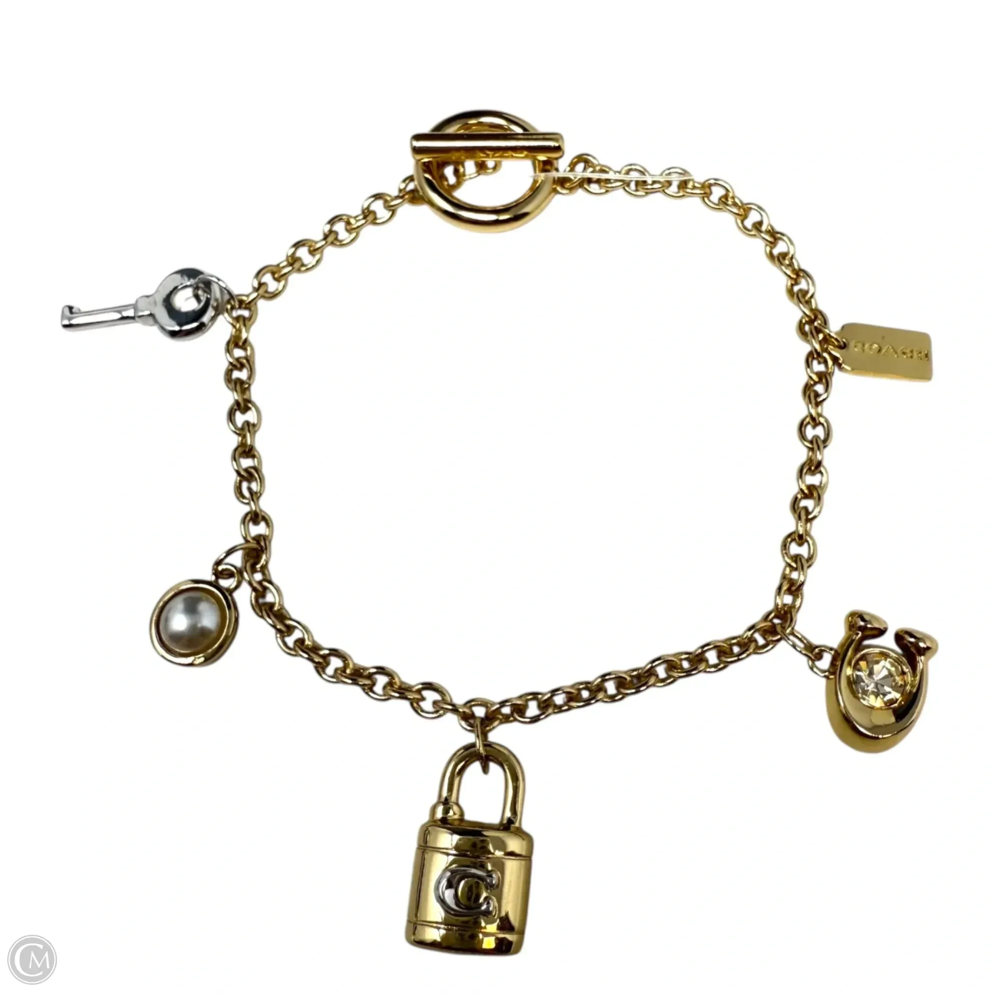 Signature Padlock And Key Charm Bracelet  Designer By Coach