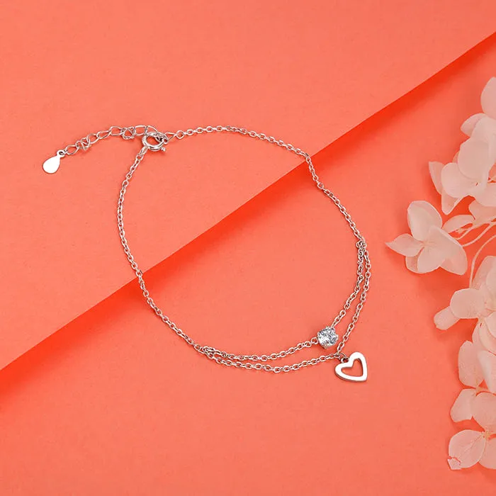Silver Curl Heart Anklet
