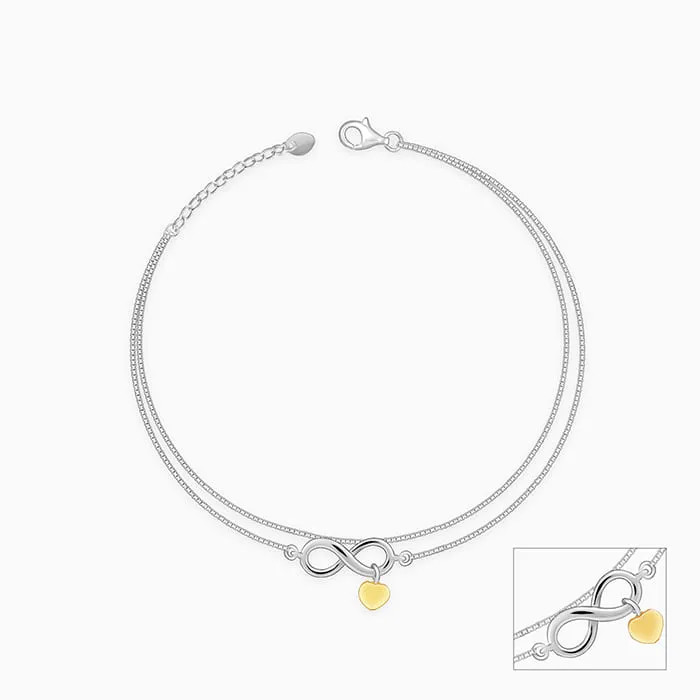 Silver Forever Heart Anklet
