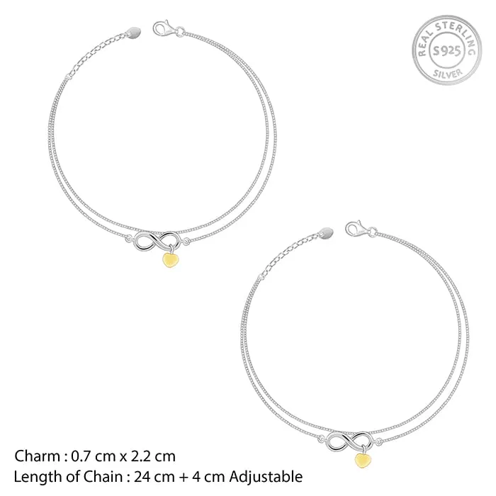 Silver Forever Heart Anklet