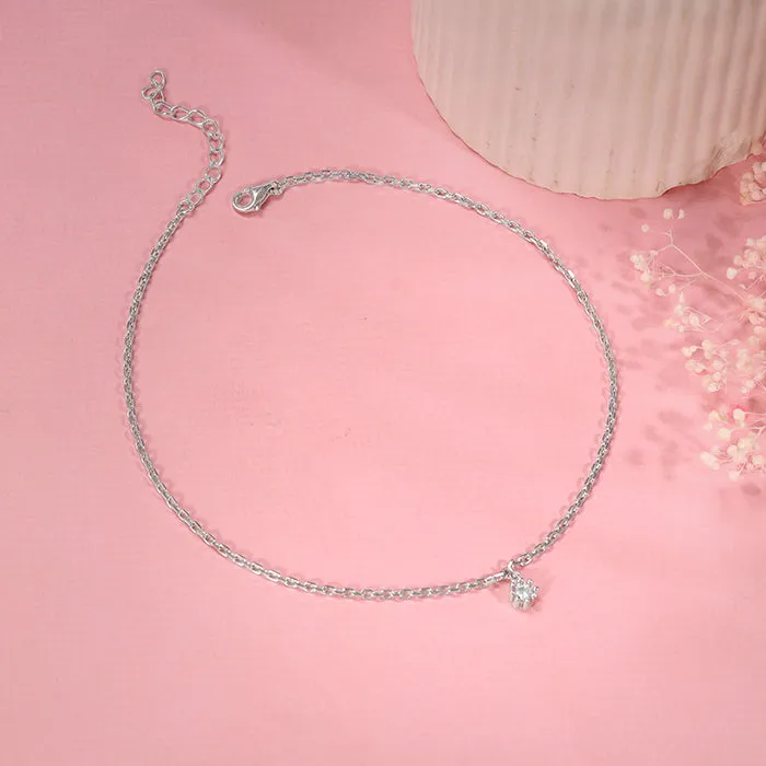 Silver Glow Linked Chain Anklet