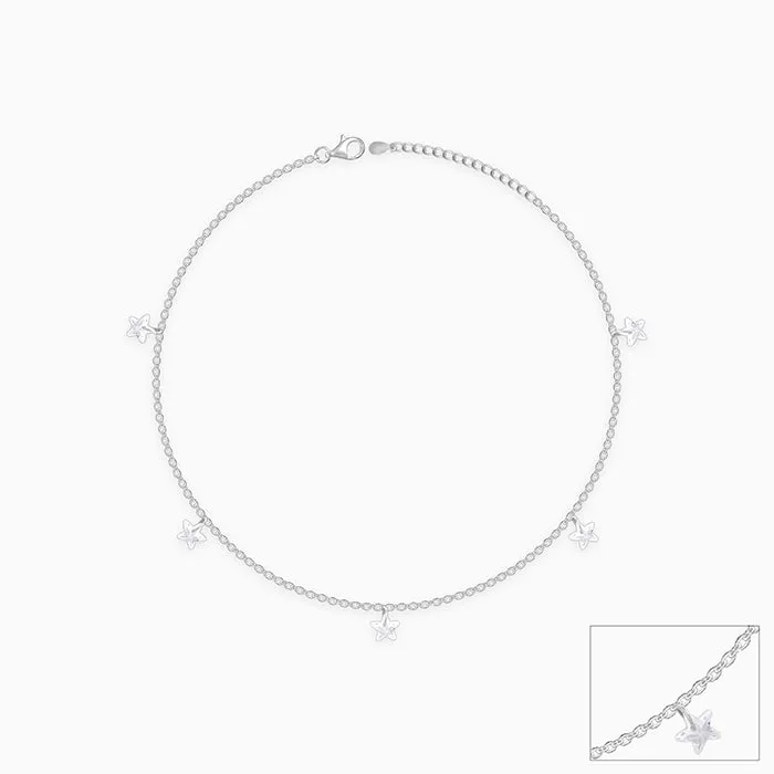 Silver Star Charmed Anklet