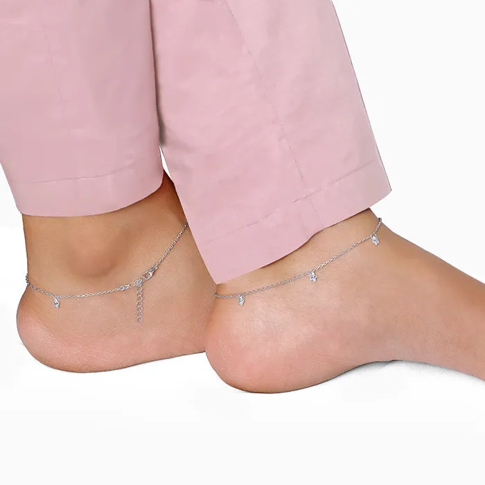 Silver Star Charmed Anklet
