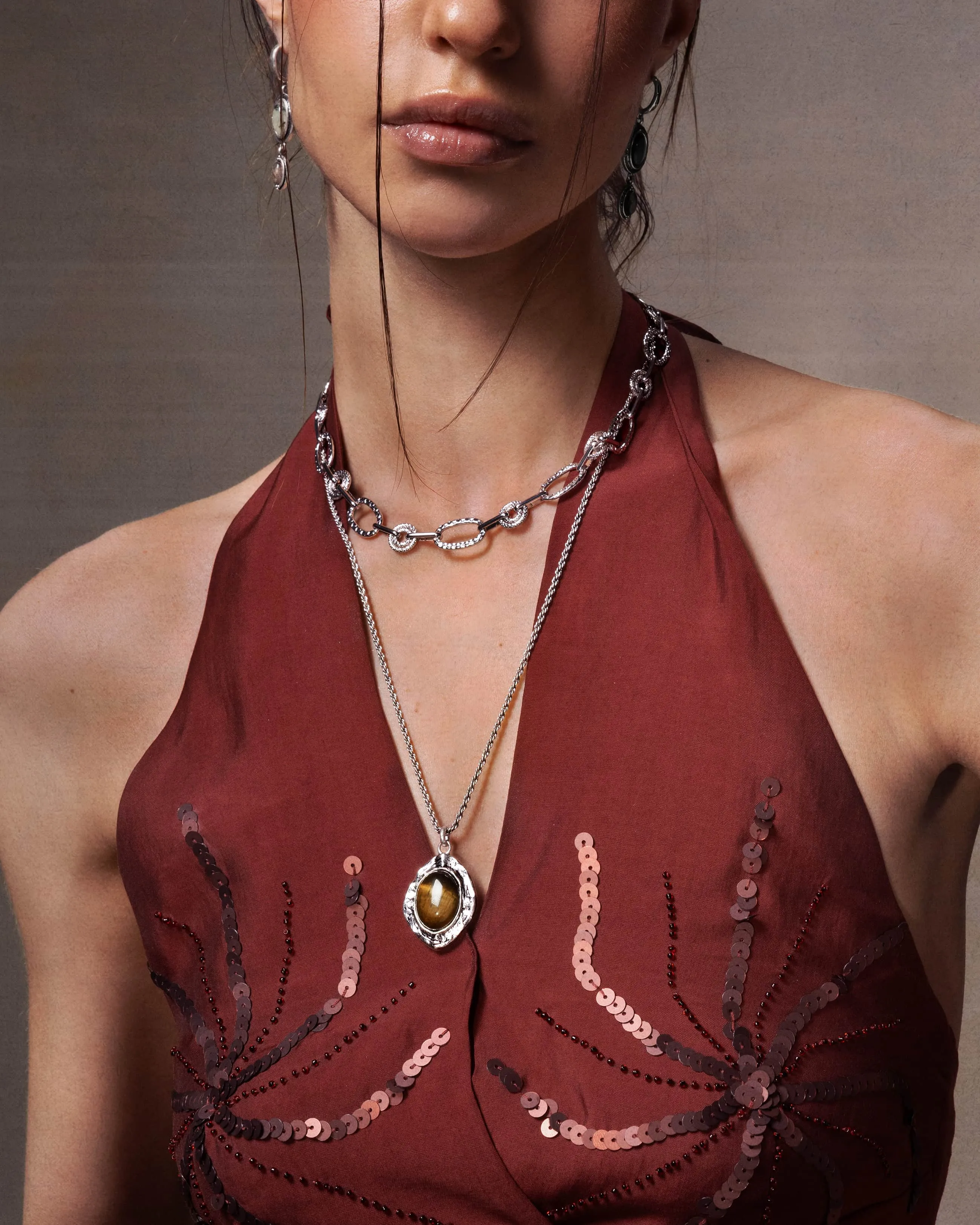 Silver Tiger's Eye Savannah Long Necklace