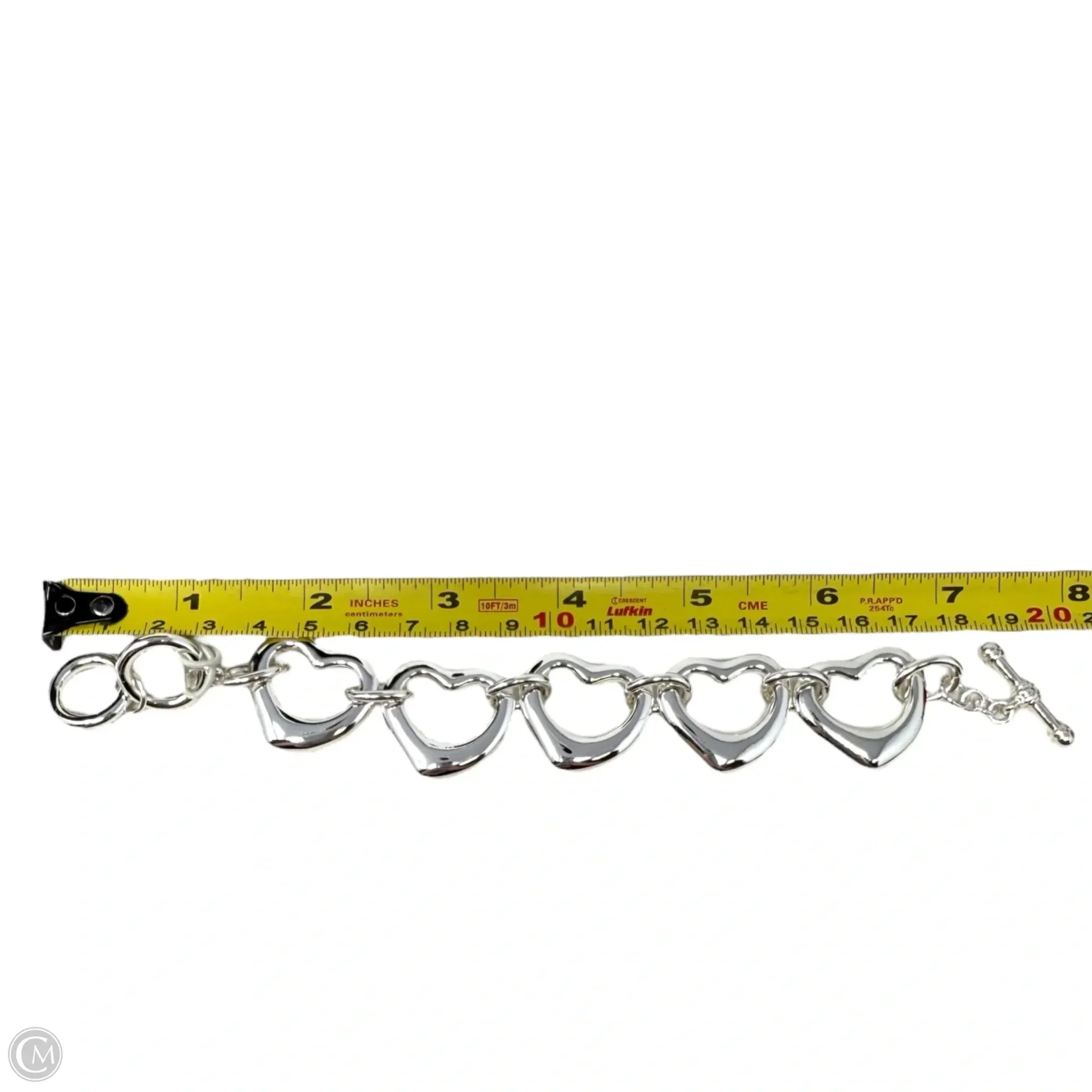 Silver Tone Heart Link Toggle Bracelet By Atterri