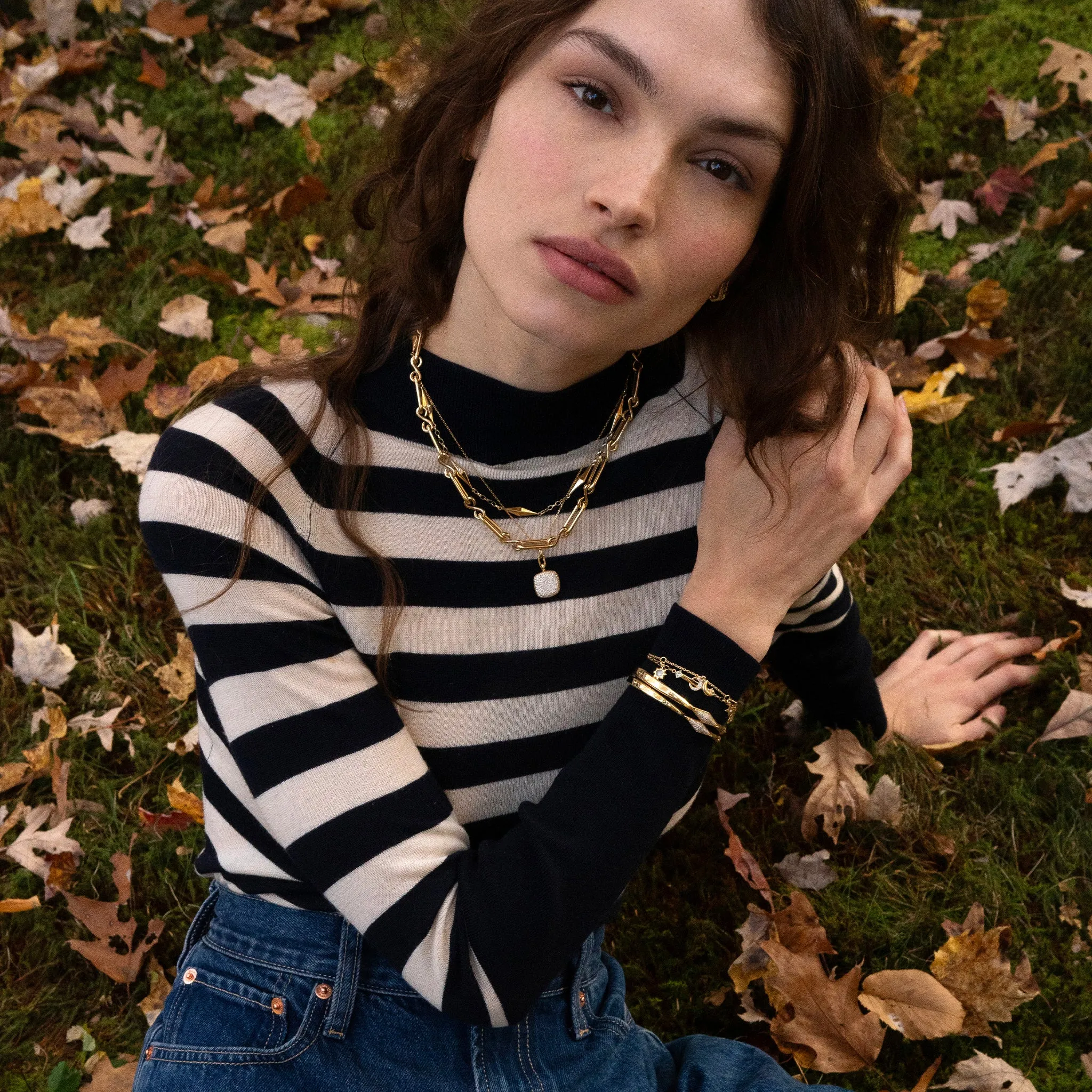 Slim "Rae" Locket Necklace with White Diamonds