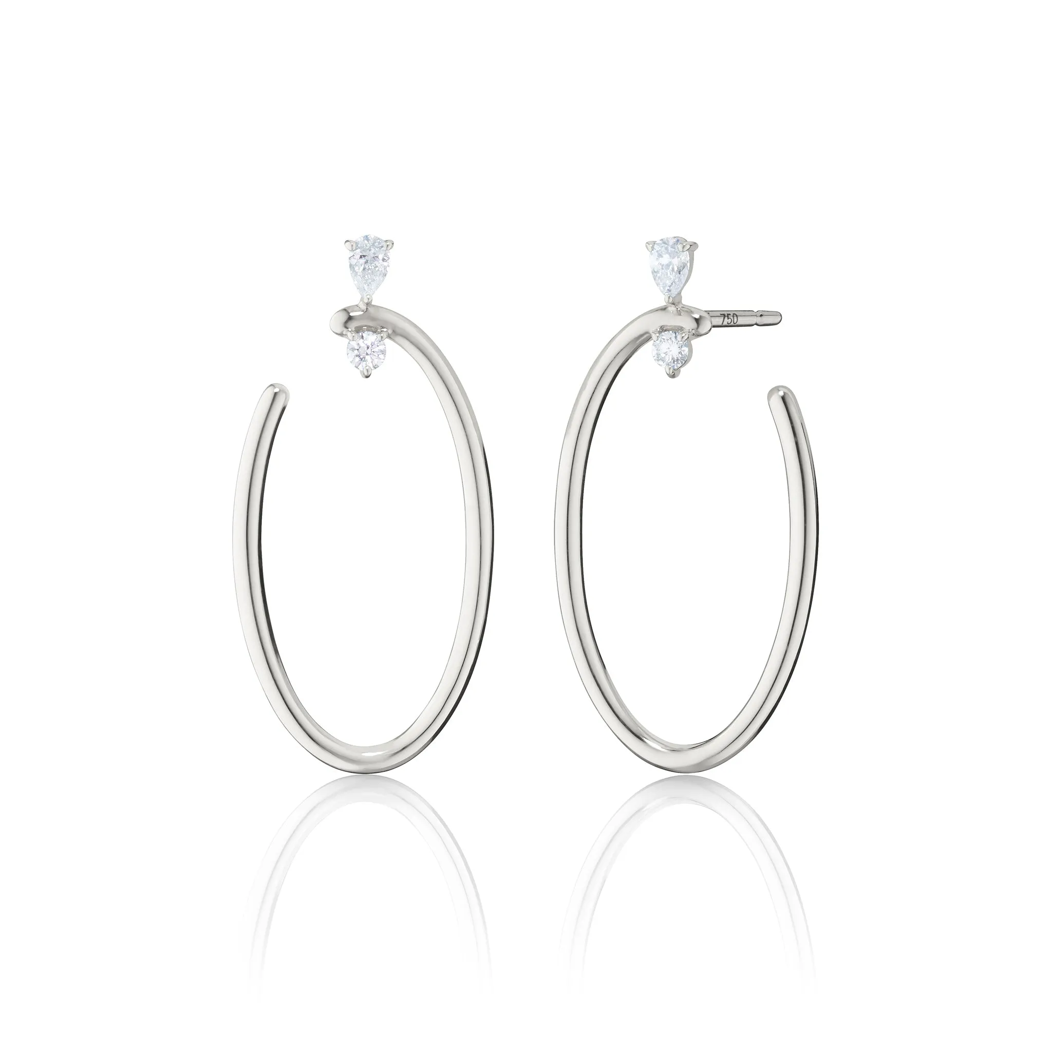 Sterling Silver Large Oval ??Galaxy Wrap Hoop?? Earrings with White Sapphires