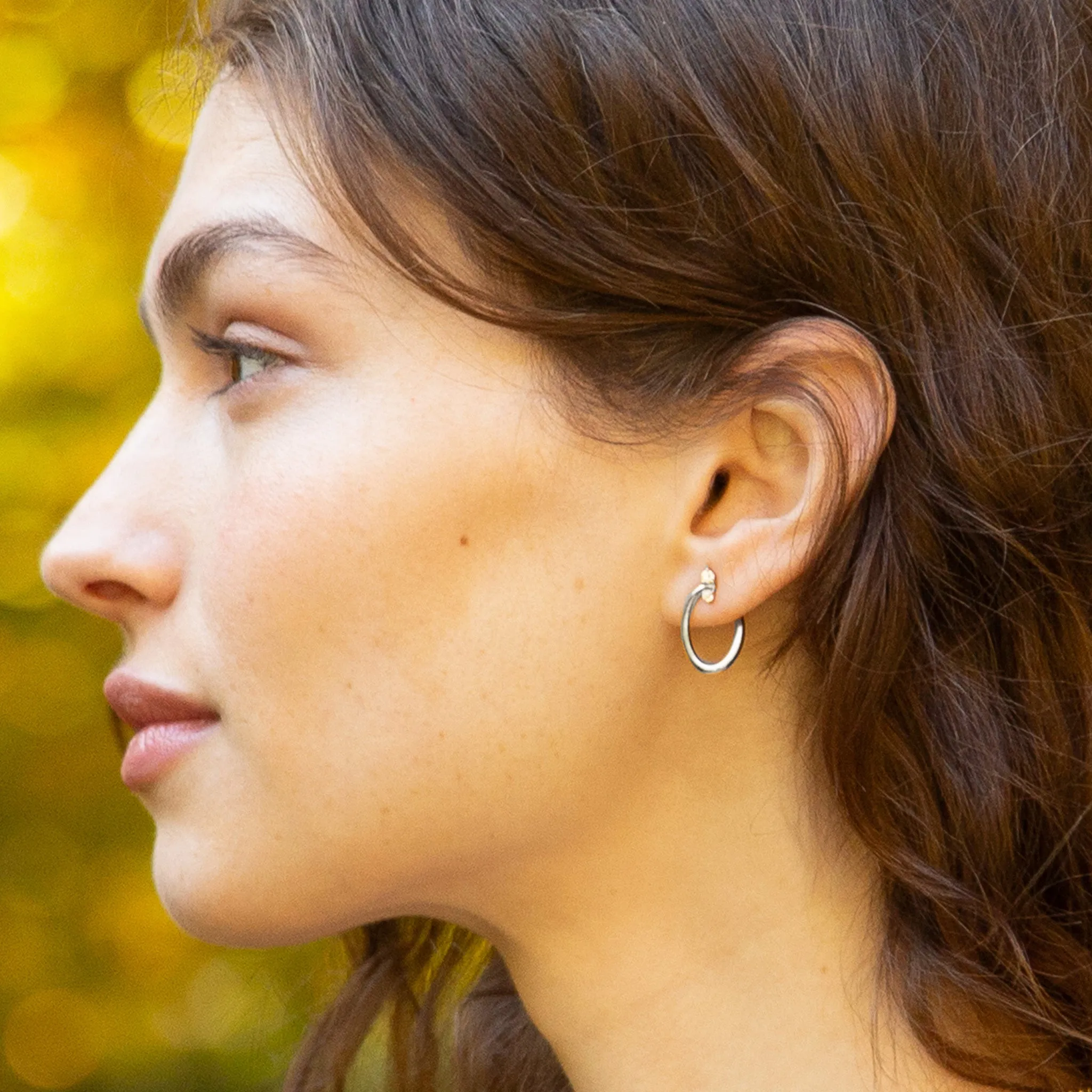 Sterling Silver Small Oval ??Galaxy Wrap Hoop?? Earrings with White Sapphires