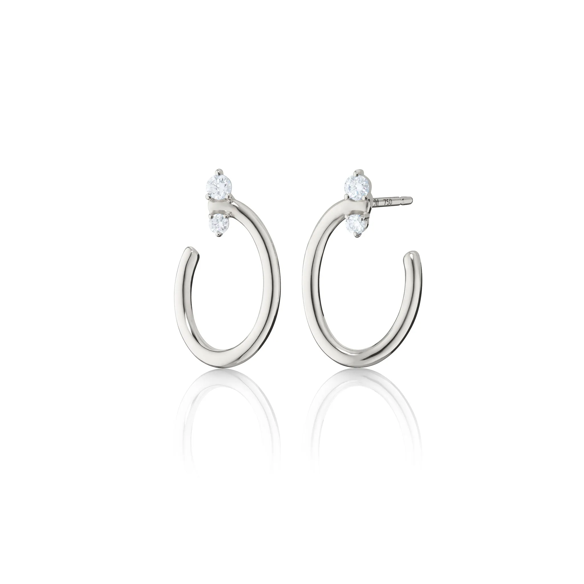 Sterling Silver Small Oval ??Galaxy Wrap Hoop?? Earrings with White Sapphires