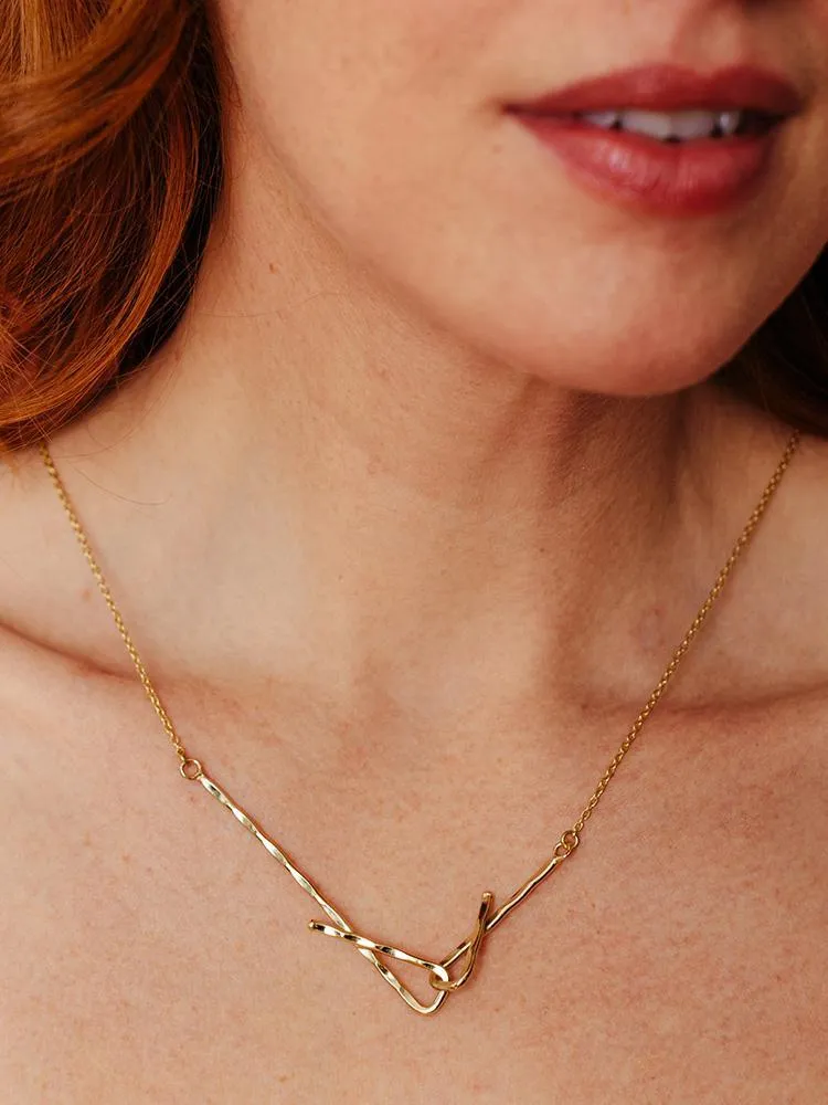Stretched Shapes Necklace - Gold