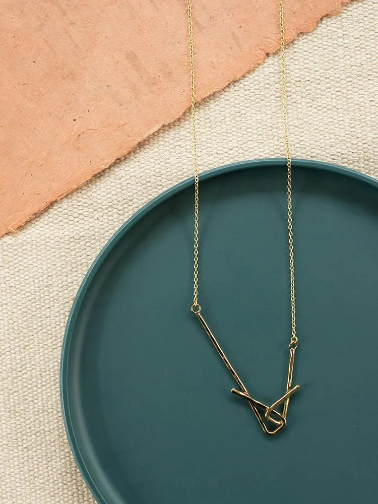 Stretched Shapes Necklace - Gold