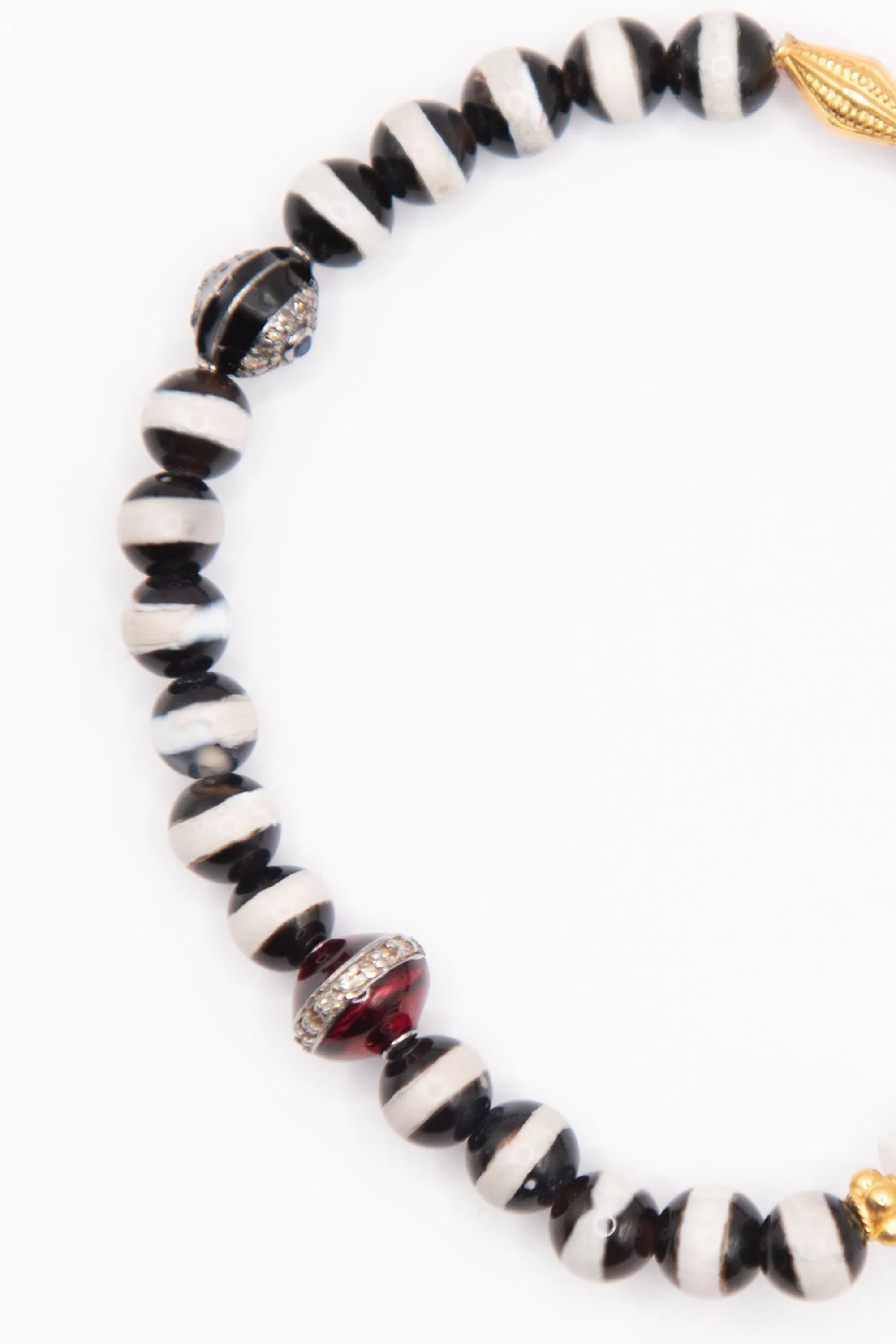 Stripe Beaded Bracelet, Black Agate