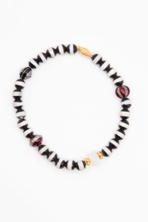 Stripe Beaded Bracelet, Black Agate
