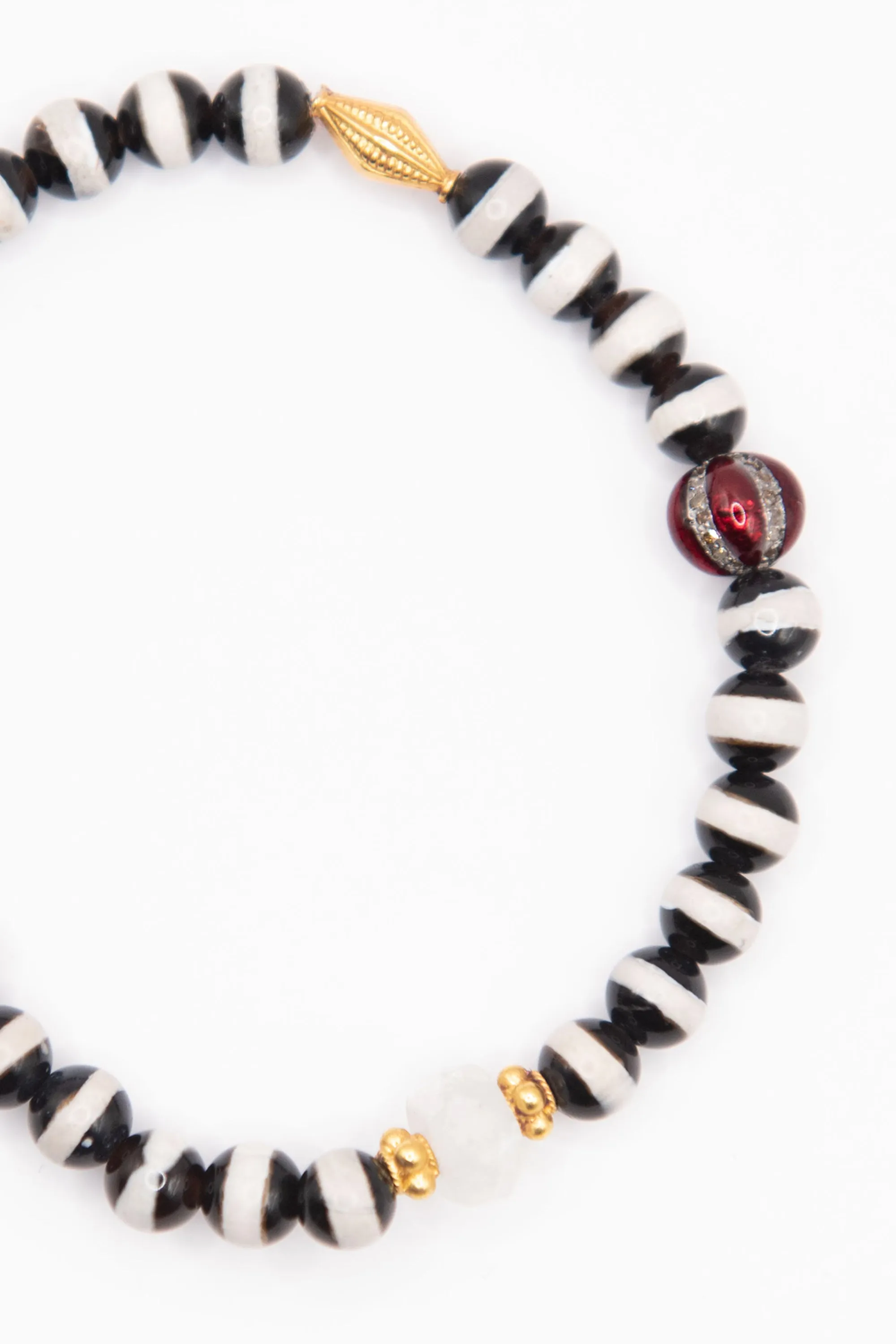 Stripe Beaded Bracelet, Black Agate