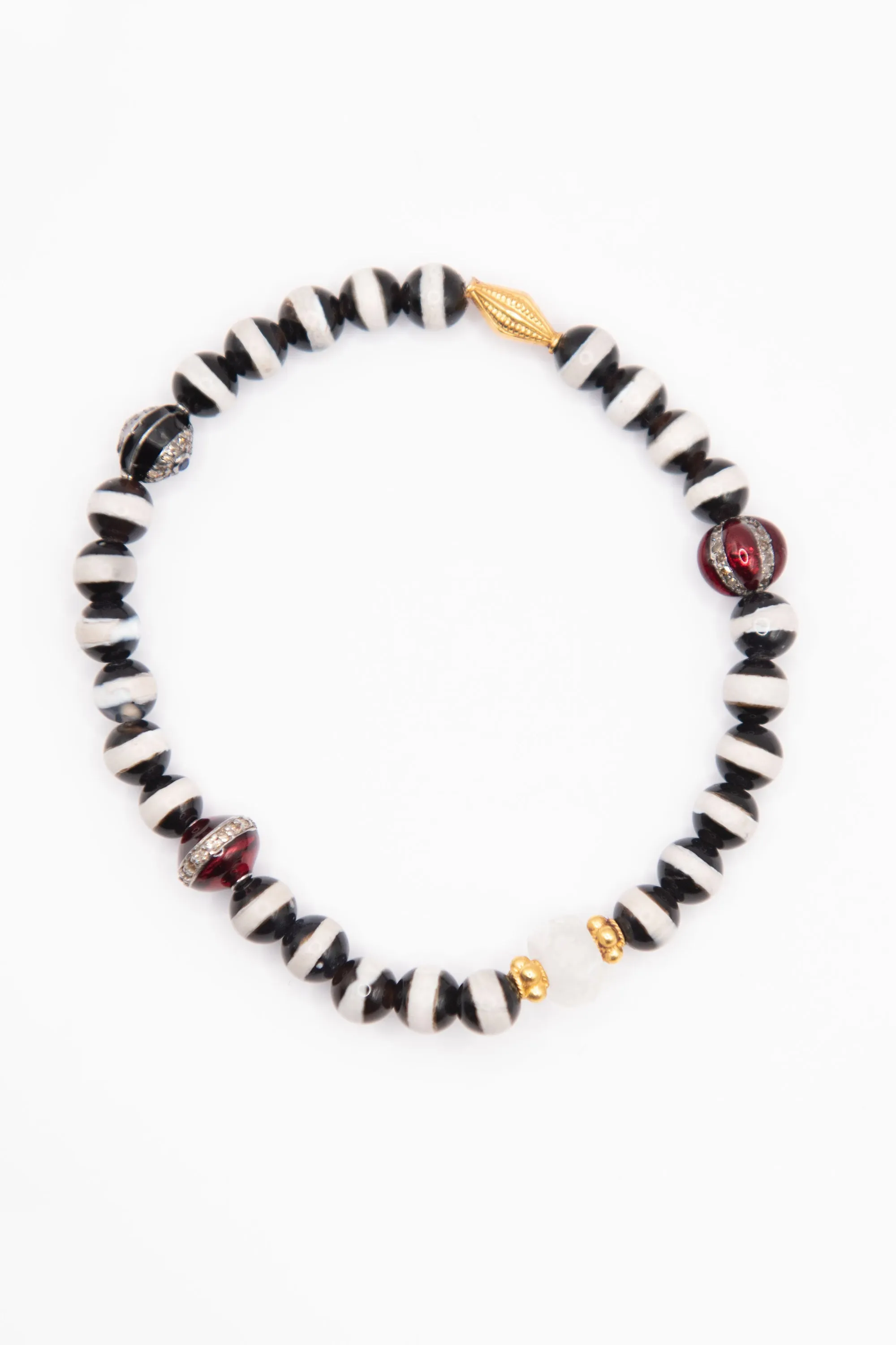 Stripe Beaded Bracelet, Black Agate