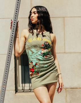 Sustainable fashion Ed Hardy Black Rose Tank Dress Clearance fashion