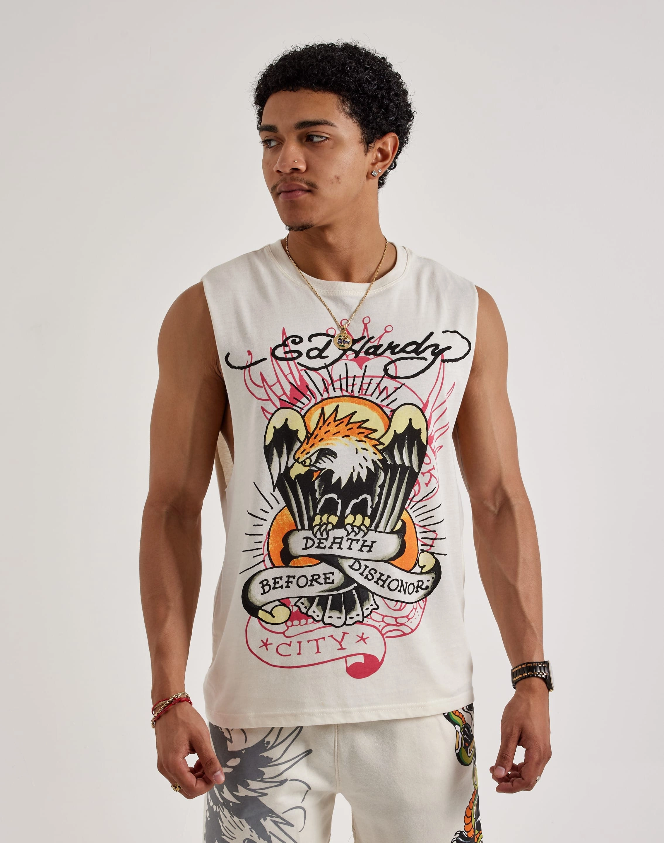 Swimwear selections Ed Hardy Death Before Dishonor Eagle Sleeveless Tee Fashionable options