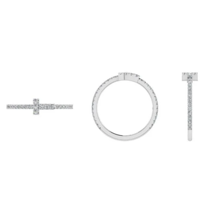 T Diamond Wire Band Ring