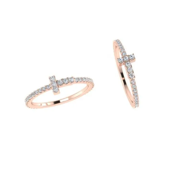 T Diamond Wire Band Ring