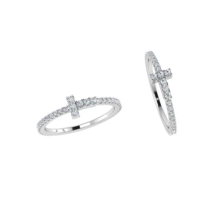 T Diamond Wire Band Ring