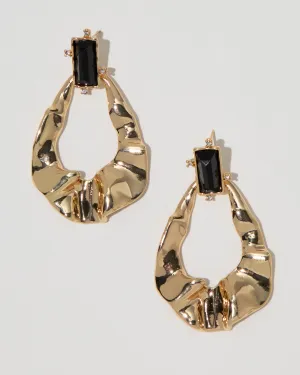 Textured Drop Hoop Earrings