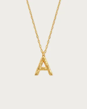 Textured Initial Letter Necklace