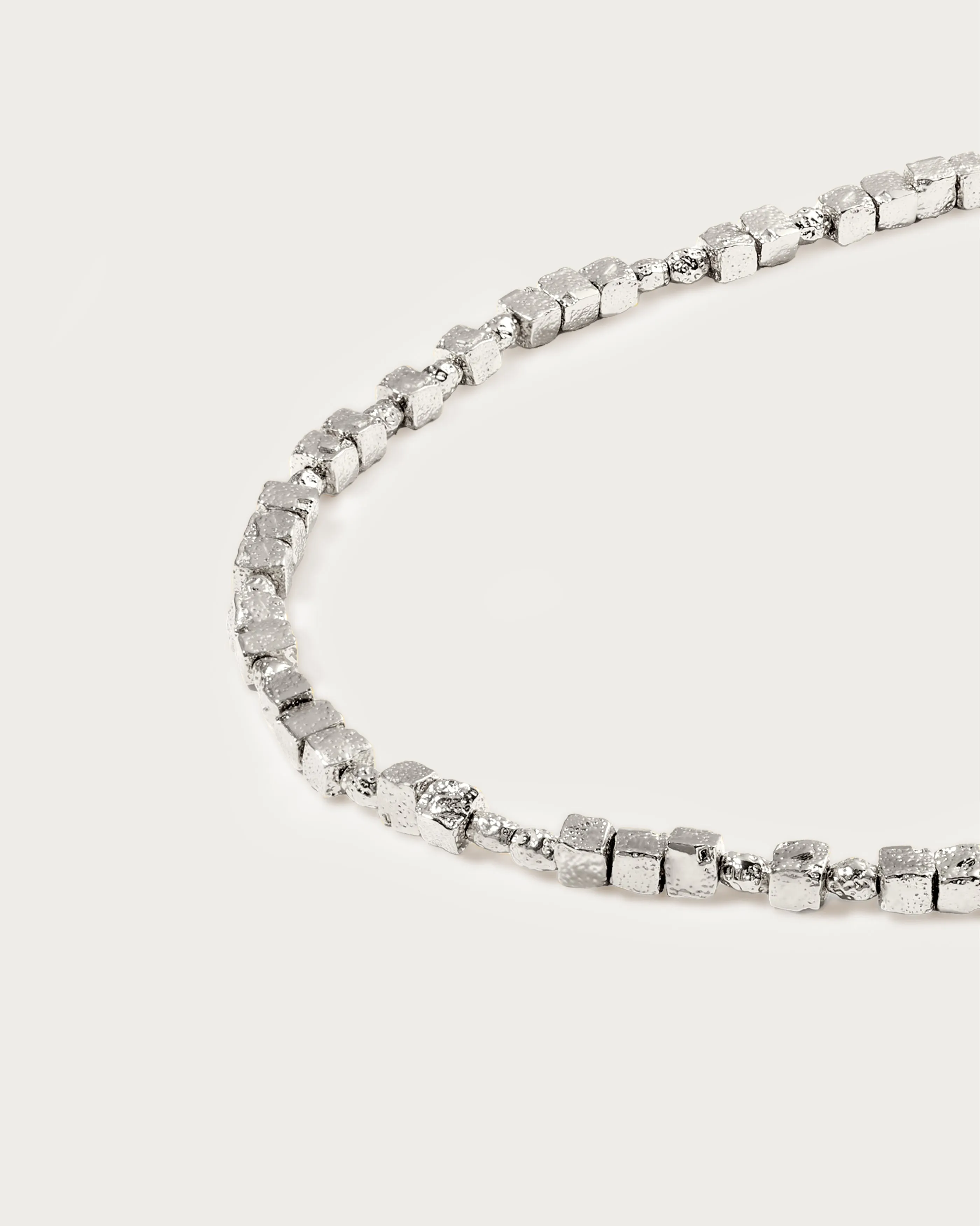 Textured Square Necklace in Silver