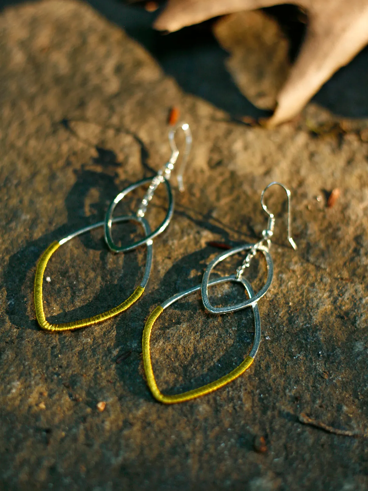 Threaded Leaf Earrings Chartreuse