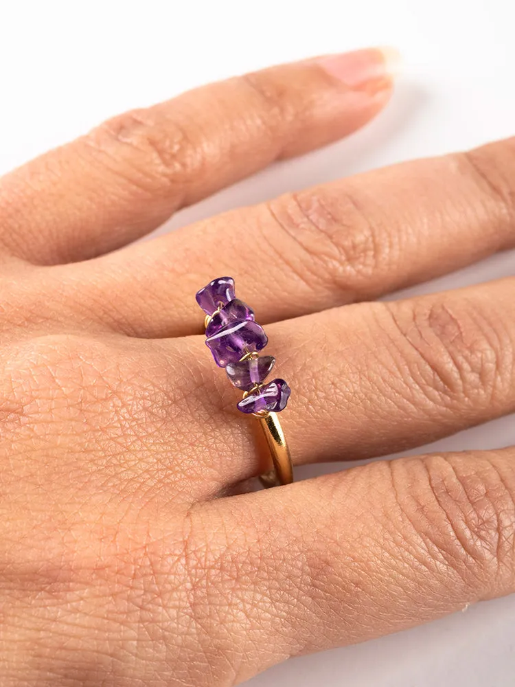 Tumbled Gems Ring - Amethyst