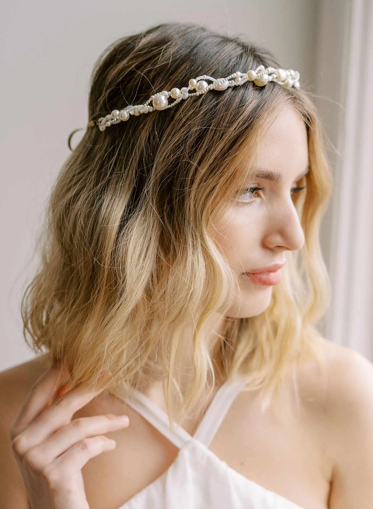Twisted pearl bridal halo - Style #2421