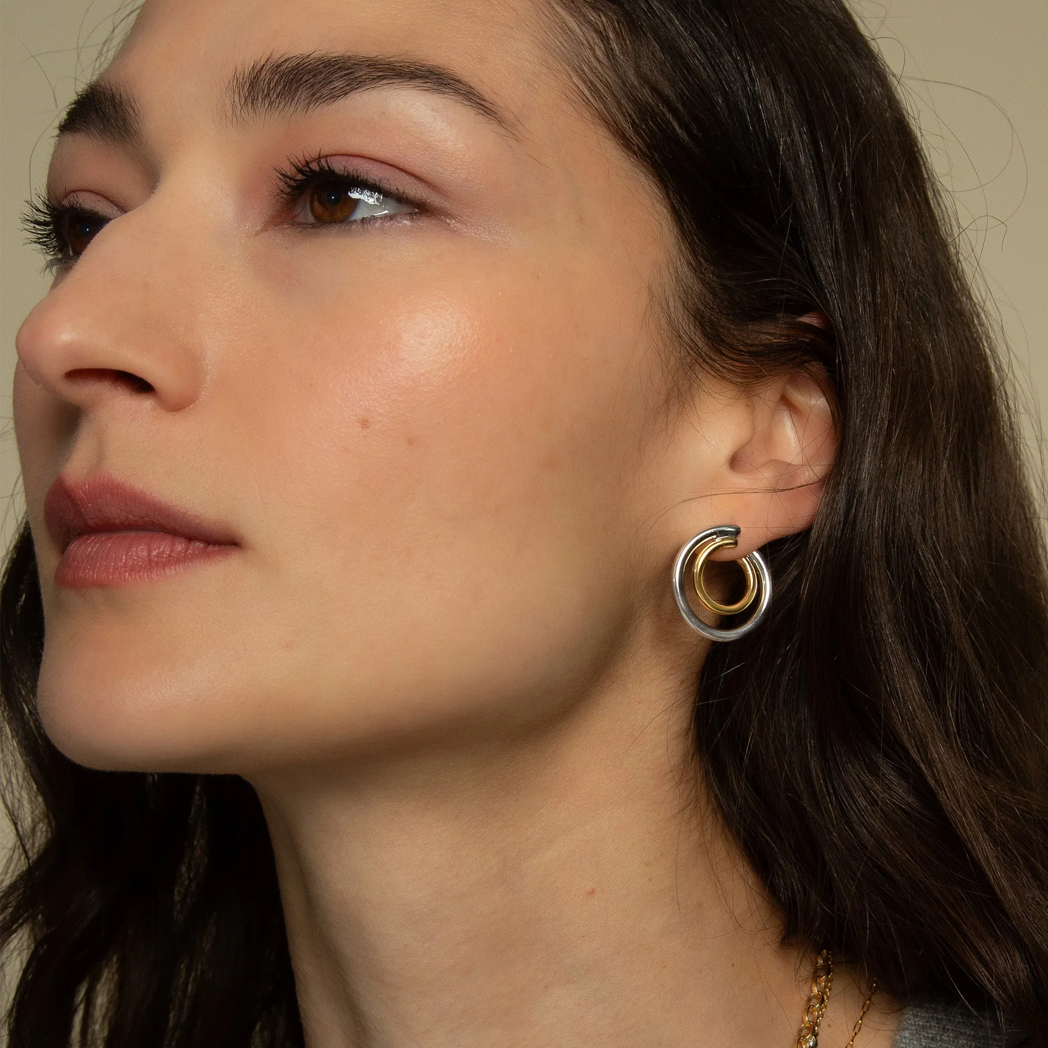 Two-Tone Double Galaxy Wrap Hoop Earrings