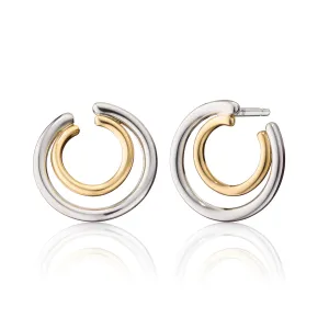 Two-Tone Double Galaxy Wrap Hoop Earrings