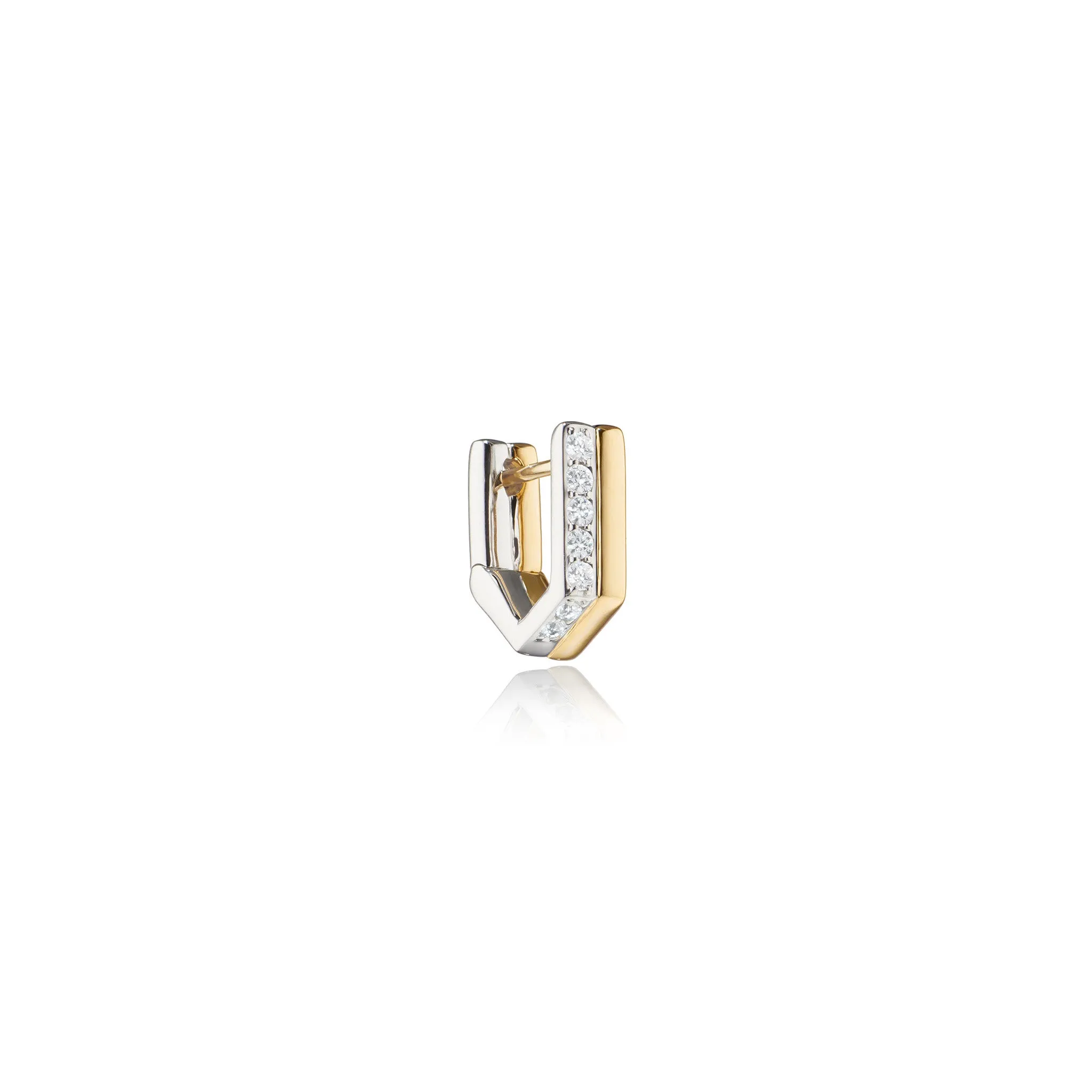 Two-Tone Infinity Huggie Earrings with Sapphires