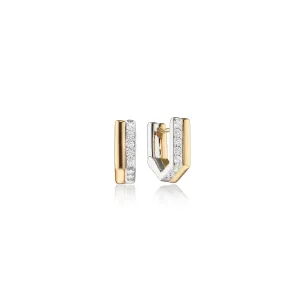 Two-Tone Infinity Huggie Earrings with Sapphires