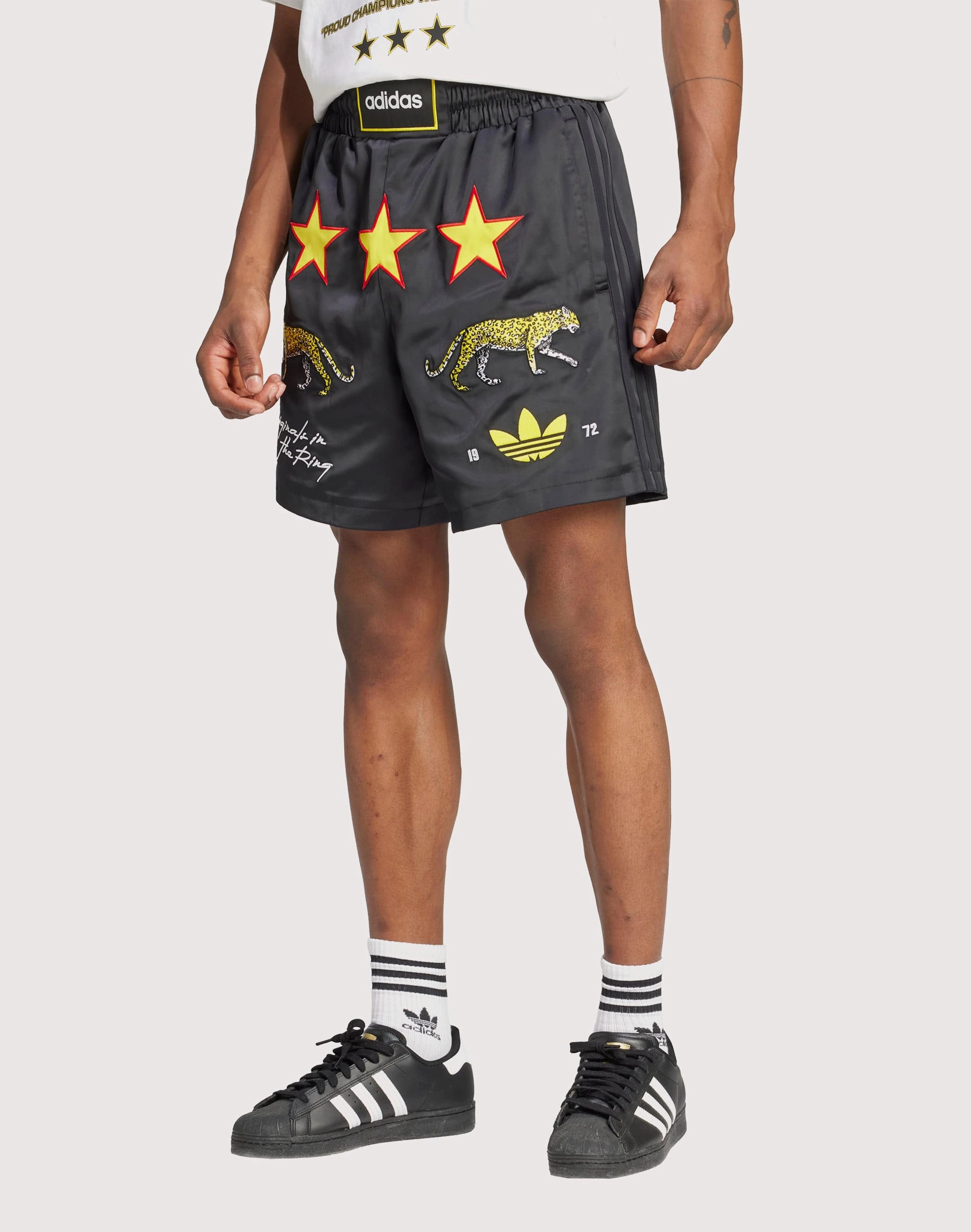 Upcycled fashion Adidas Originals In The Ring Graphic Shorts Fashionable options