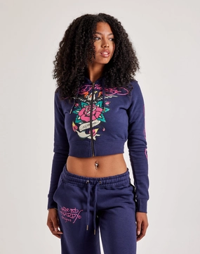 Upcycled fashion Ed Hardy Eagle Rose Full-Zip Fleece Hoodie Everyday wear