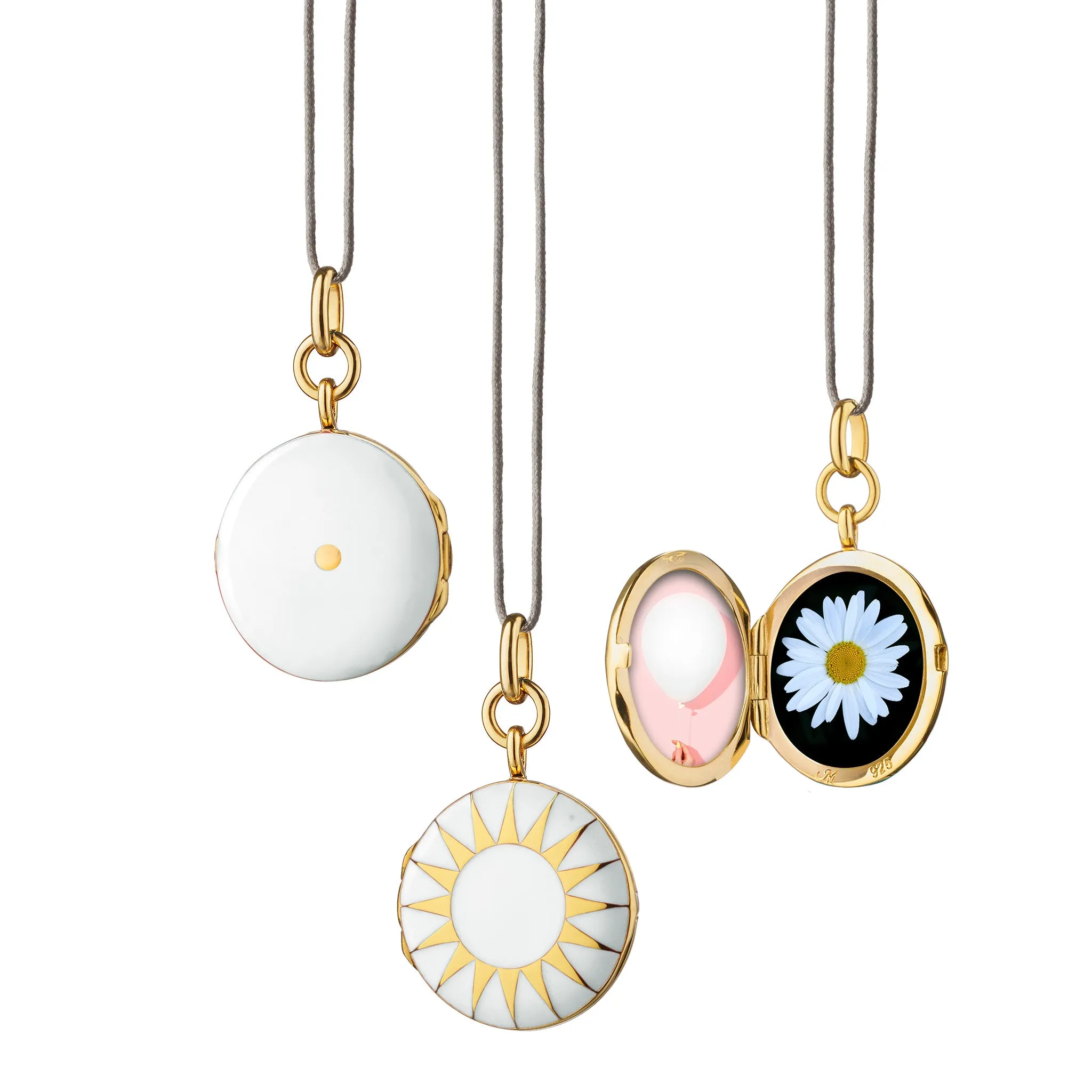 White Enamel and Vermeil Round Locket